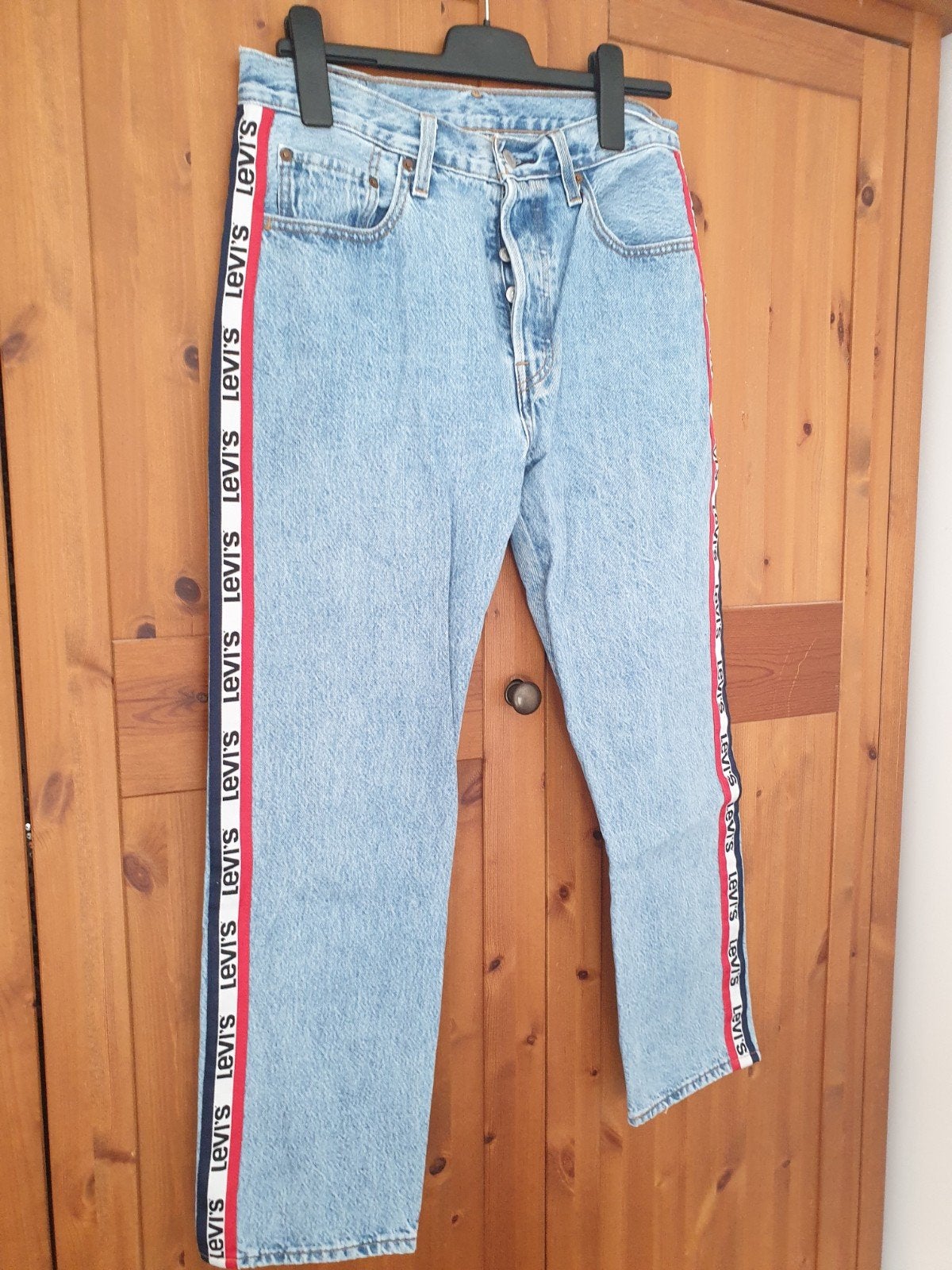 Vintage Levi's 501 Jeans W30 L28 met zijstreep, Blauw, Ophalen of Verzenden, W30 - W32 (confectie 38/40), Gedragen