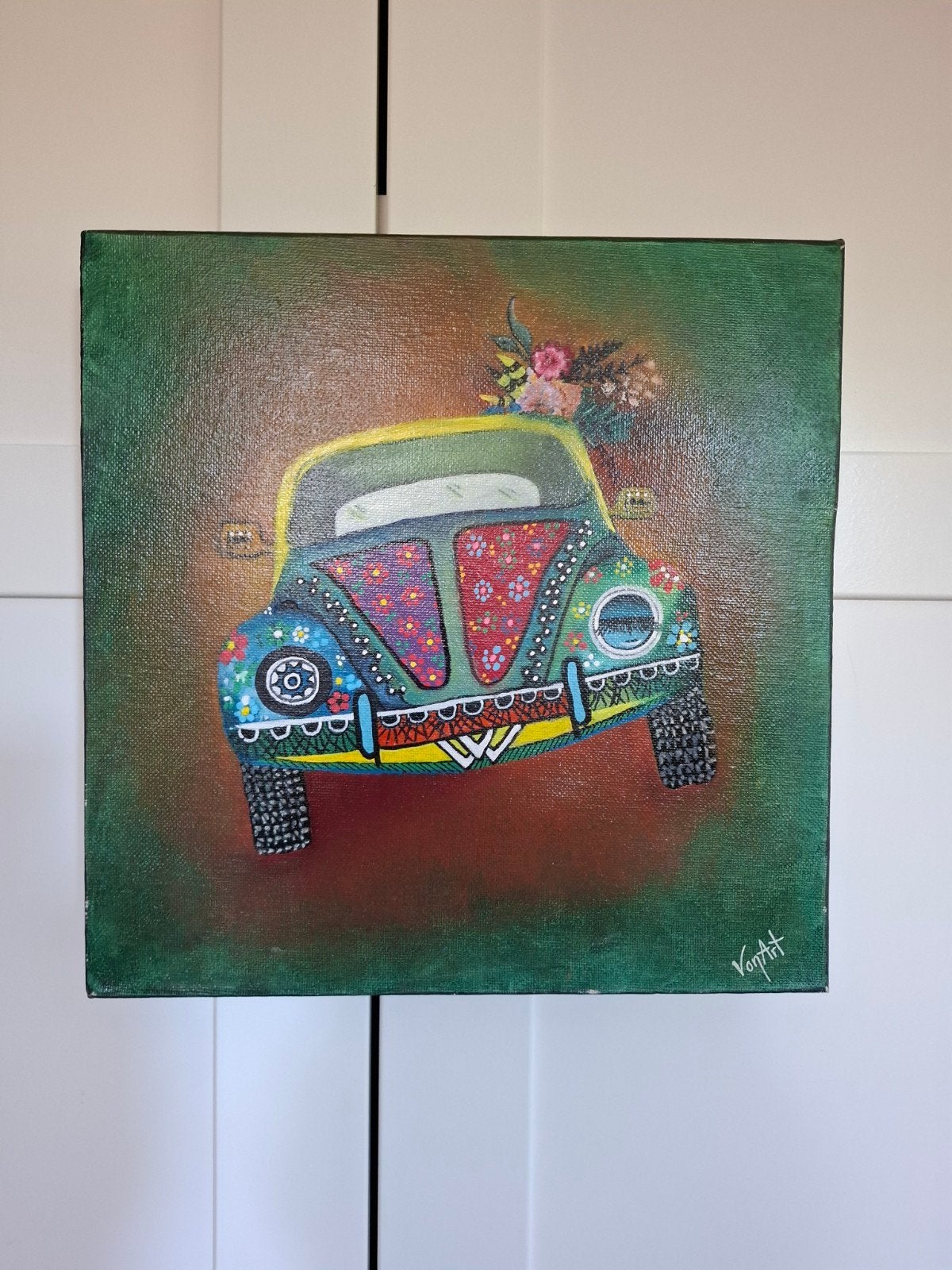 volkswagen kever hippie Vonart kunst, Ophalen of Verzenden, Voertuigen