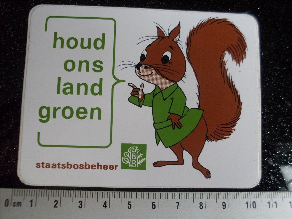 sticker houd ons land groen staatsbosbeheer SBB eekhoorn, Verzenden, Zo goed als nieuw, Bedrijf of Vereniging