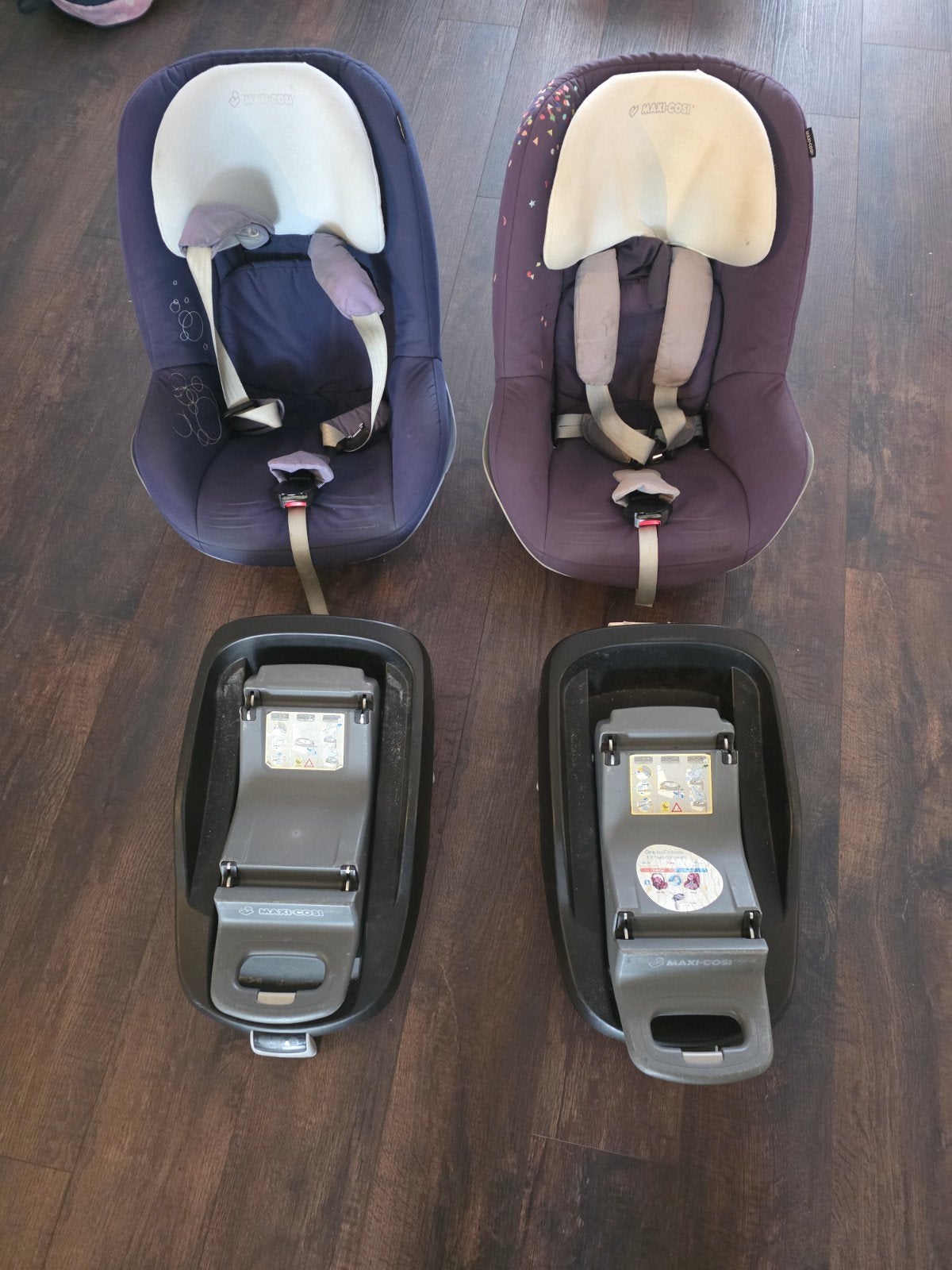 Maxi-Cosi autostoel set: 2x Pearl, 1x Pebble, 2x FamilyFix, Ophalen, Verstelbare rugleuning, Gebruikt, Isofix
