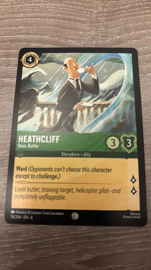 Disney Lorcana Heathcliff stoic butler 78-204 6AZS nonfoil, Ophalen of Verzenden, Zo goed als nieuw, Losse kaart