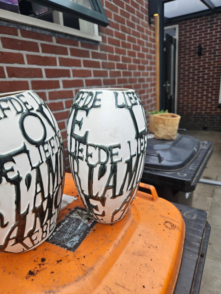 Set van 2 decoratieve vazen met 'Liefde' thema, Ophalen