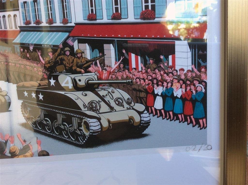 Limited Edition Leger Frankrijk Sherman Tank Bevrijding Post, Verzenden, Nederland, Foto of Poster