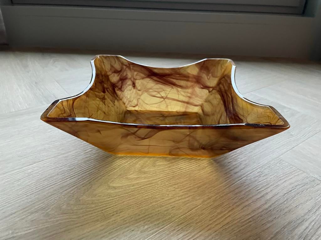 Davidson cloud glas schaal amberkleur, Antiek en Kunst, Ophalen of Verzenden