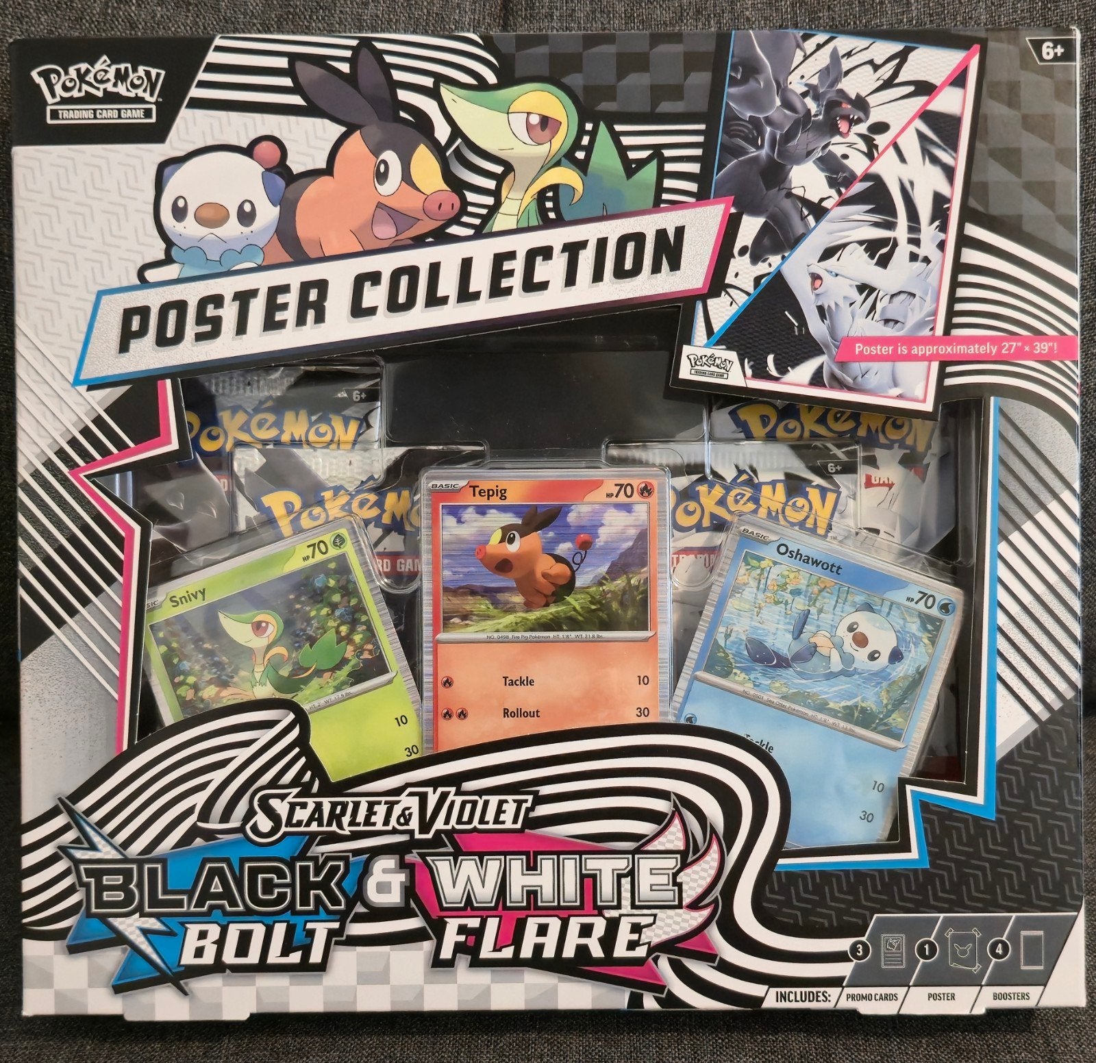 Pokémon TCG Unova Black Bolt & White Flare Poster Collection, Ophalen of Verzenden, Nieuw, Boosterbox, Foil