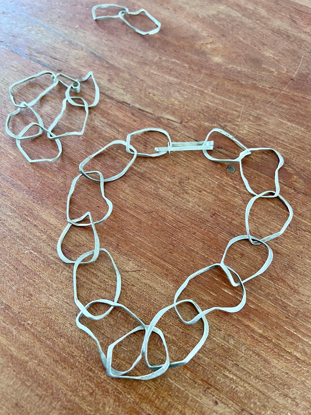 Handgemaakte Zilveren Ketting en Armband Set, Ophalen of Verzenden, Zo goed als nieuw, Zilver, Zilver