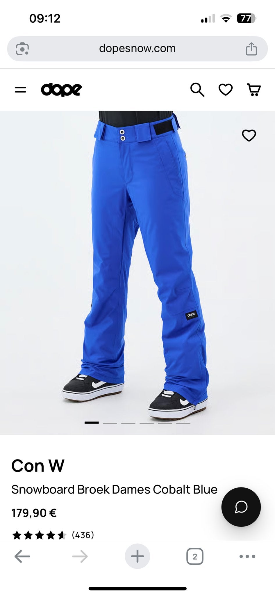 Dope Snow Con W Snowboardbroek Dames Cobalt Blue, Ophalen of Verzenden, Zo goed als nieuw, Maat 38/40 (M), Broek