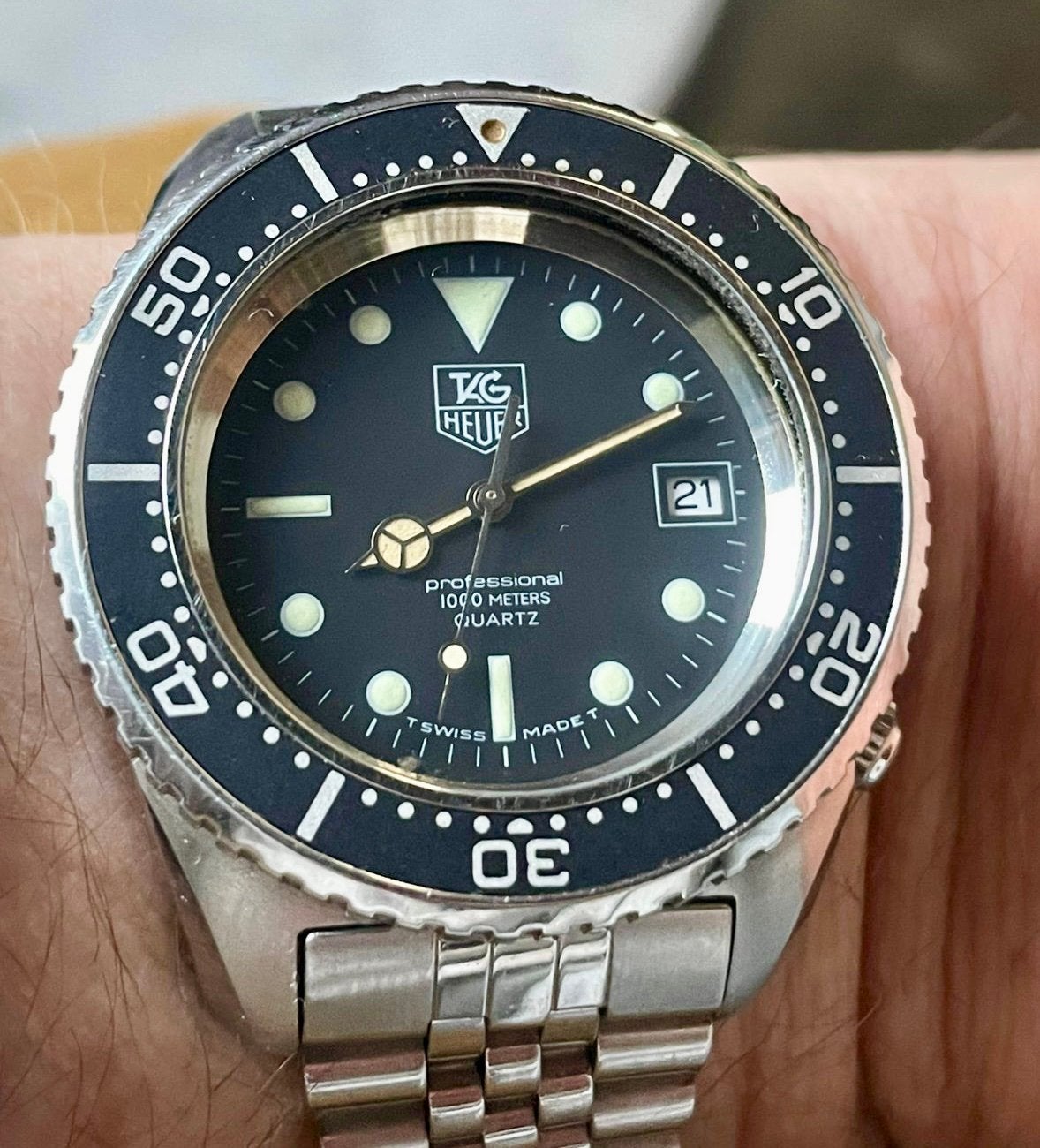 Zeldzame TAG Heuer Deep Dive 980.023S 1000m Japan Full Set, Staal, Staal, Polshorloge, Ophalen of Verzenden
