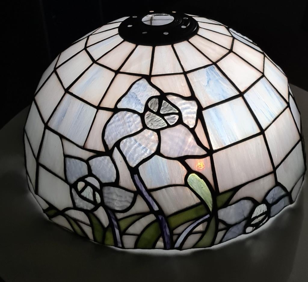 Glas in lood lampenkap - Tiffany stijl, Huis en Inrichting, Lampen | Hanglampen, Gebruikt, Ophalen of Verzenden, Glas, Tiffany