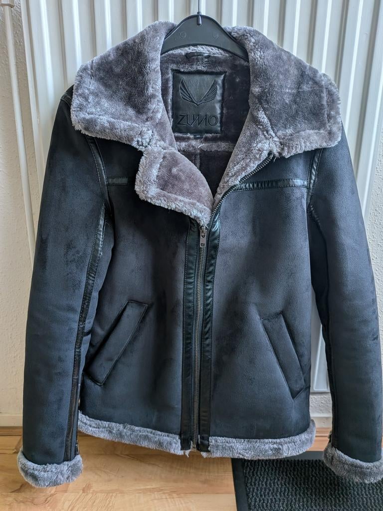 ZUMO Zwarte pilotenjas met teddy voering - Maat M, Zumo, Bruin, Maat 48/50 (M), Ophalen of Verzenden