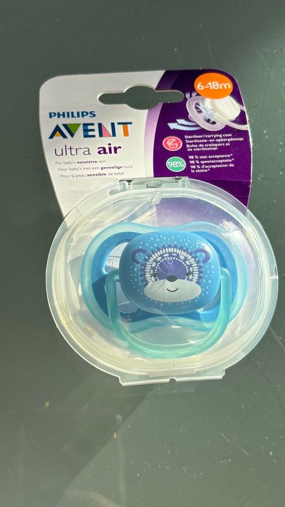Philips Avent Ultra Air Fopspeen 6-18m met Sterilisatiecase, Ophalen of Verzenden, Nieuw
