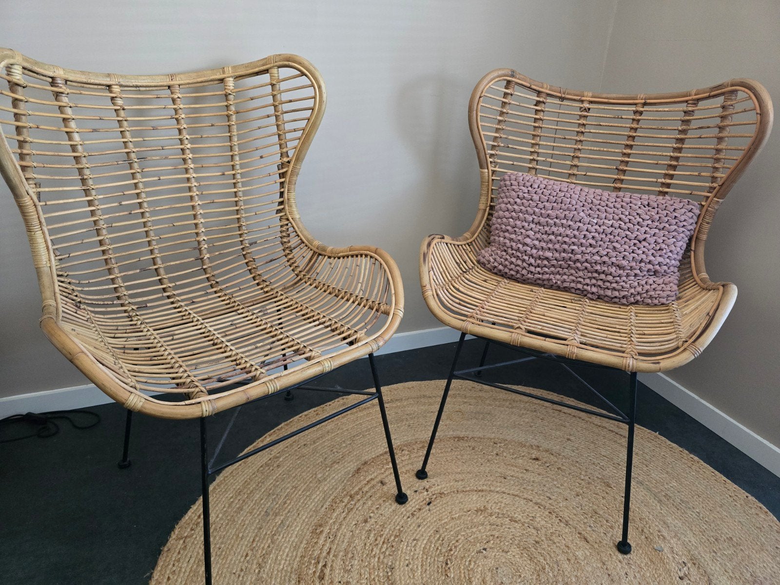 Twee rotan stoelen., Ophalen, Twee, Bruin, Modern landelijk