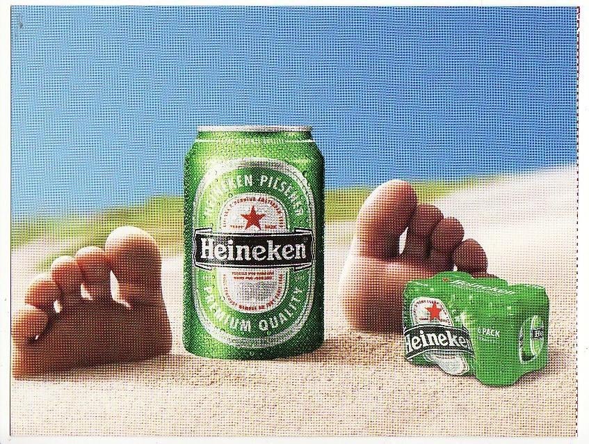 Heineken reclamekaart -'Biertje aan het strand' - bierblikje, Verzenden, Nieuw, Overige typen, Heineken