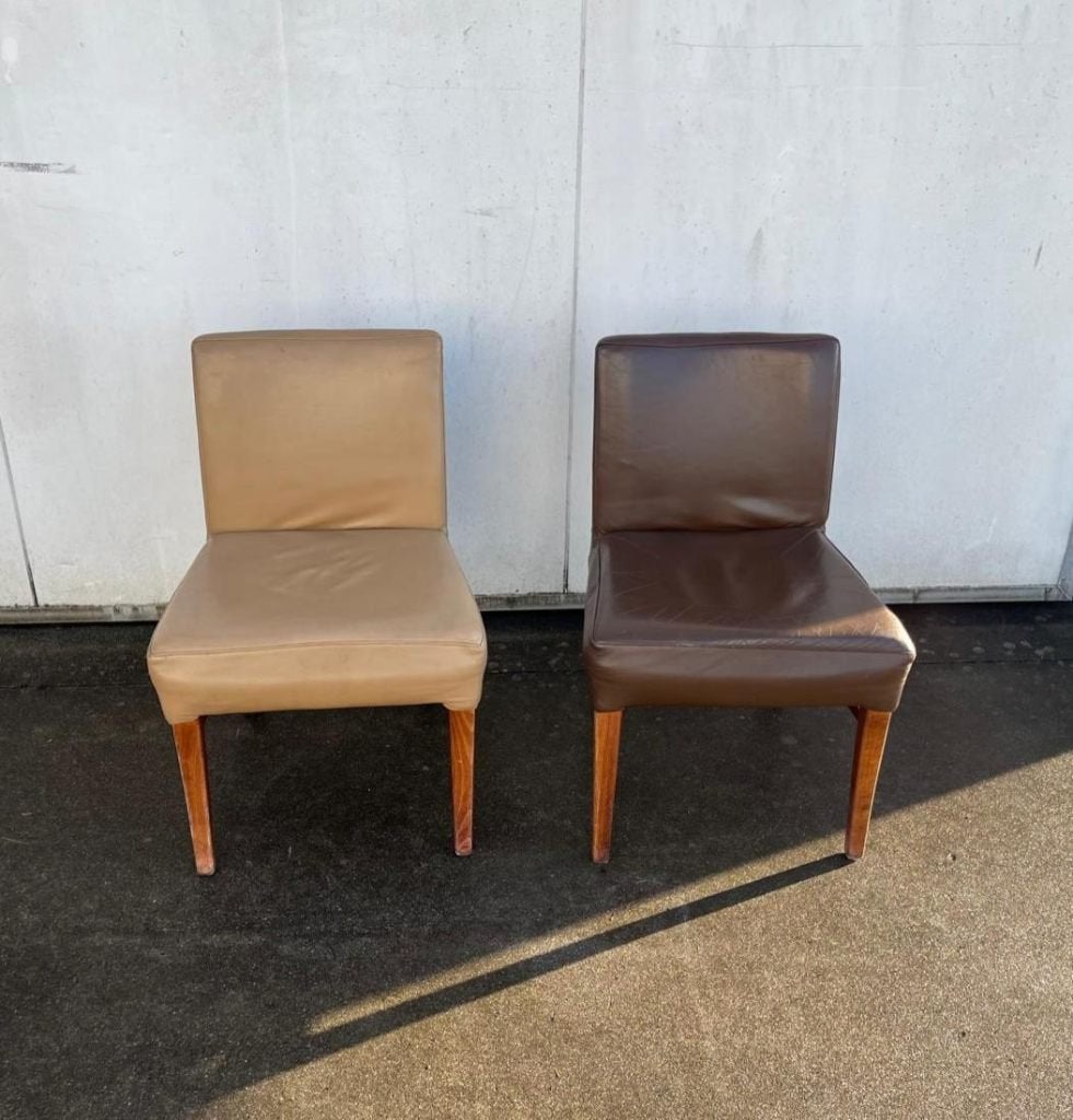 10 bruin beige horeca restaurant stoelen kunstleder voorraad, Ophalen, Gebruikt, Bruin, Hout