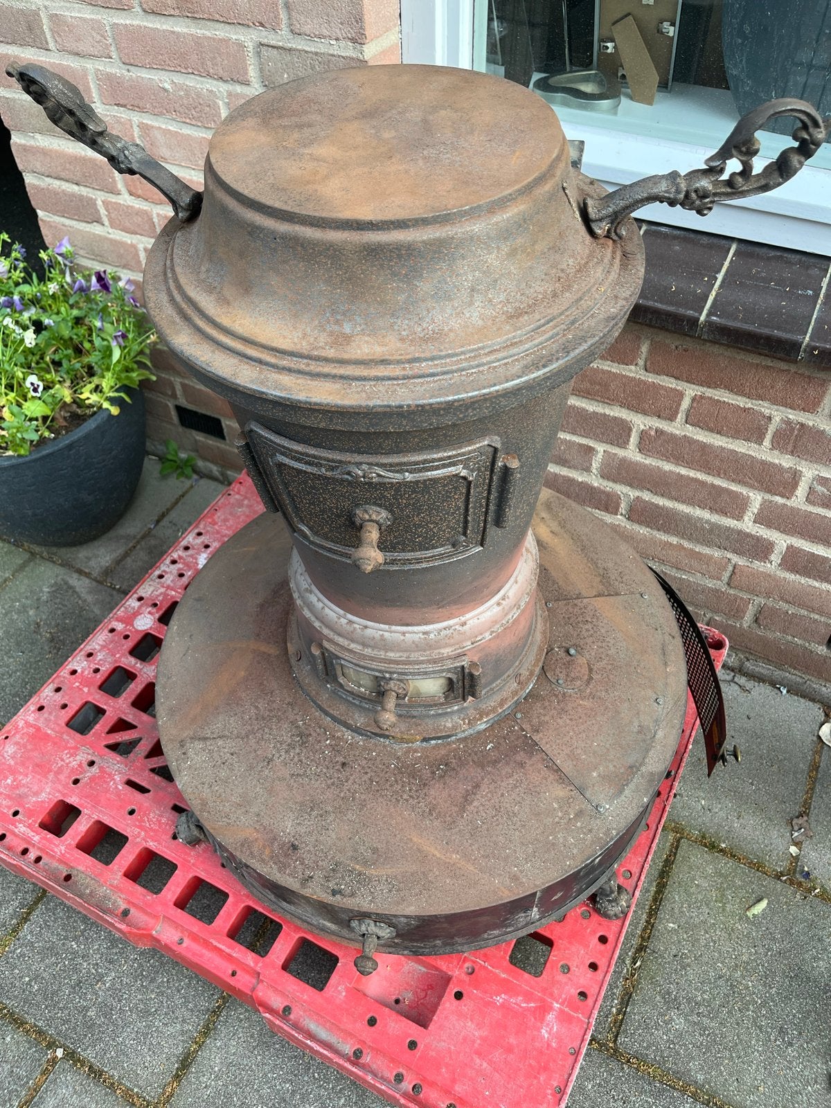 Antieke kachel - Uniek decoratief stuk, Huis en Inrichting, Kachels, Ophalen, Gebruikt, Gas, Vrijstaand
