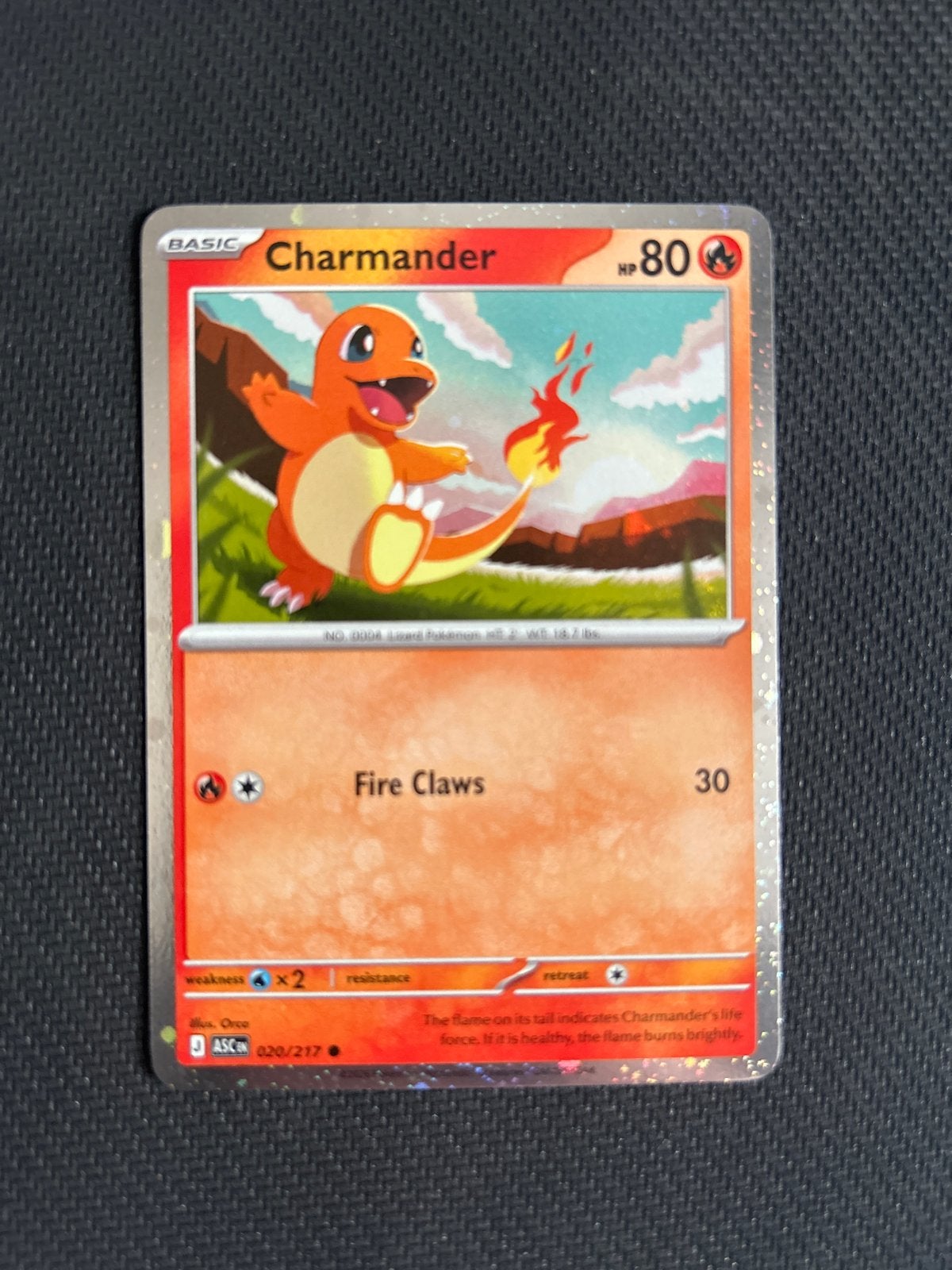 Charmander Pokémon Kaart (020/217) - Basic, 80 HP, Ophalen of Verzenden, Zo goed als nieuw, Losse kaart, Foil