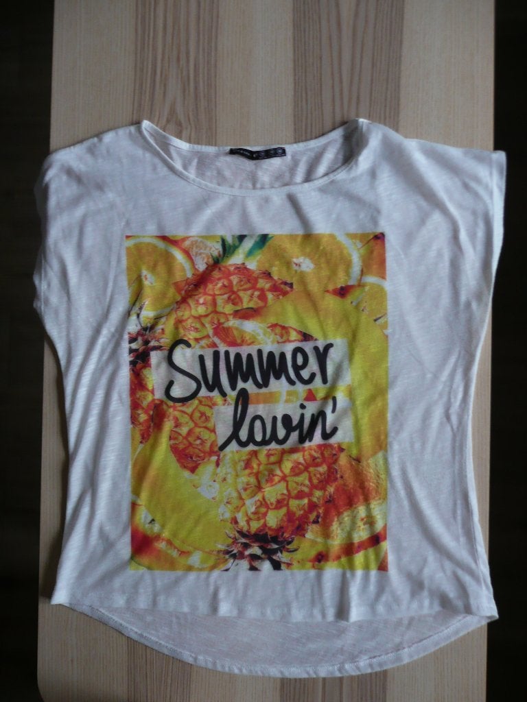 Wit shirt met print maat S, Wit, Ophalen of Verzenden, Korte mouw, Maat 36 (S)
