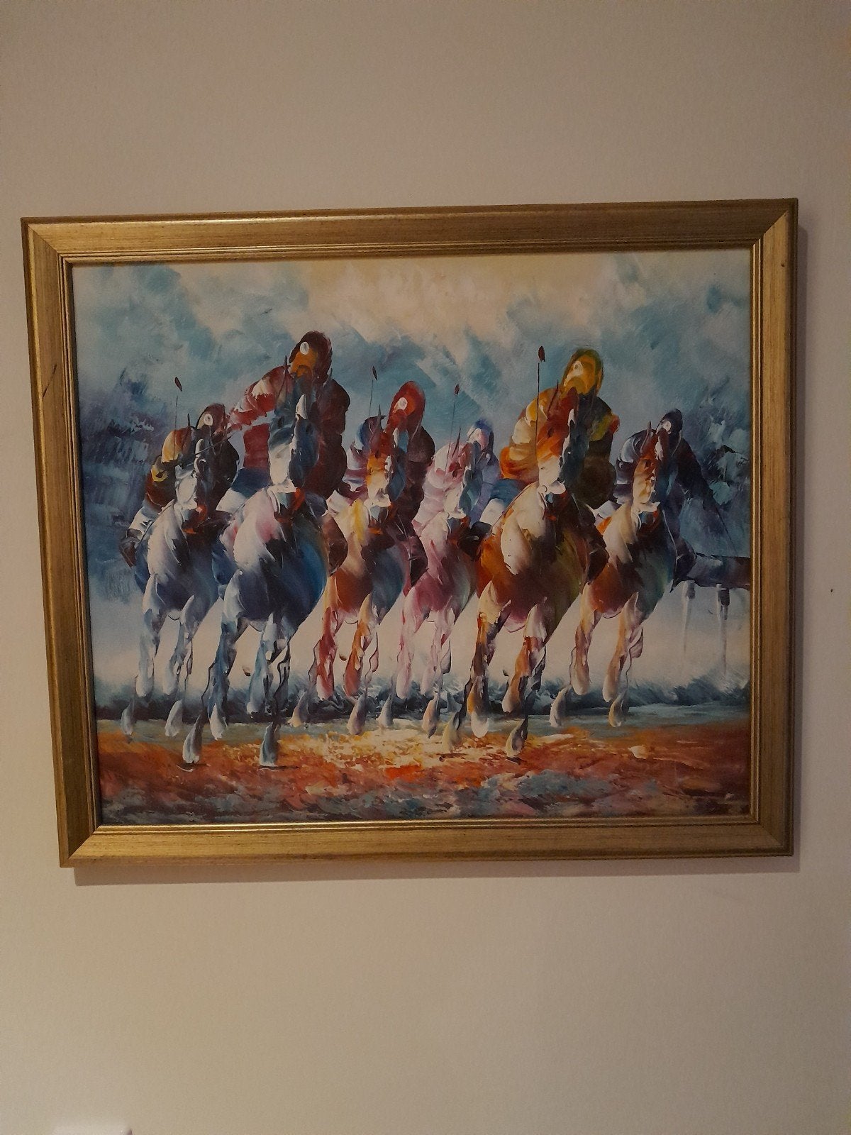 Schilderij Paardenrace polo- Levendig en Dynamisch, Ophalen