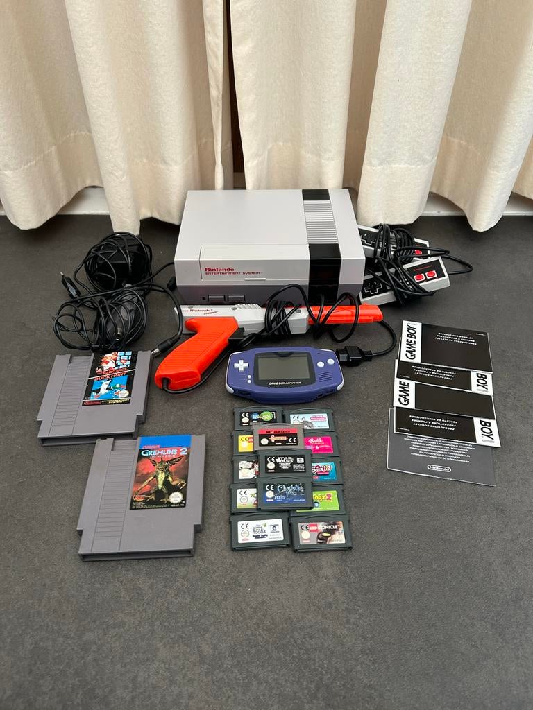 Nintendo NES & GameBoy Advance met spellen en accessoires, Gebruikt, 1 speler, Ophalen of Verzenden, Platform