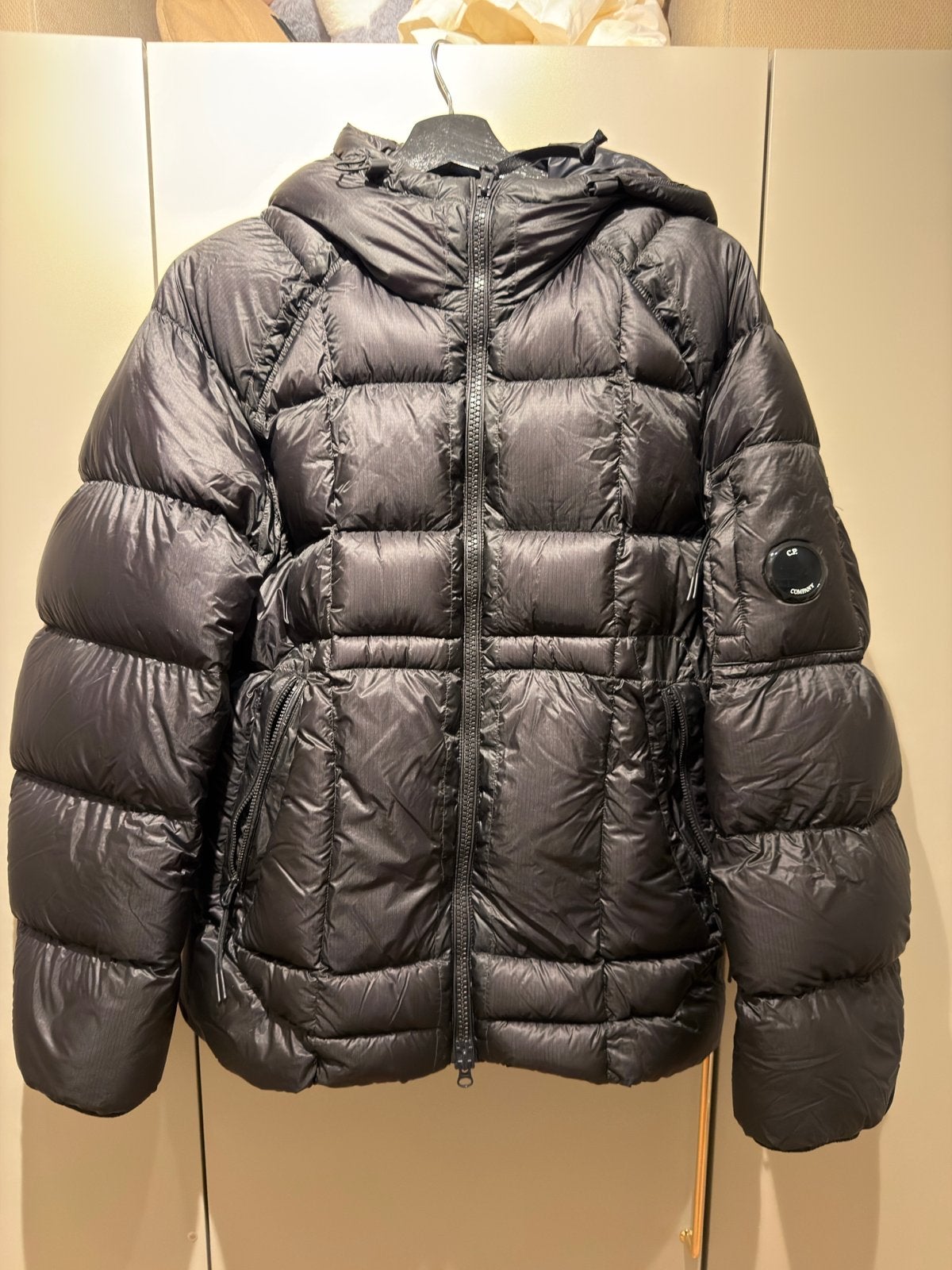 Originele C.P. Company DD Shell Hooded Down Jacket Maat M, Ophalen, Zo goed als nieuw, Maat 48/50 (M), Zwart