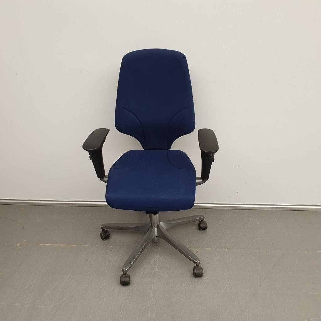 Giroflex bureaustoel - blauwe stof, Ophalen, Gebruikt, Zwart