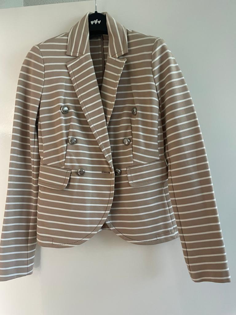 Bandolera gestreepte blazer maat 34/36, Ophalen of Verzenden, Zo goed als nieuw, Maat 34 (XS) of kleiner, Beige