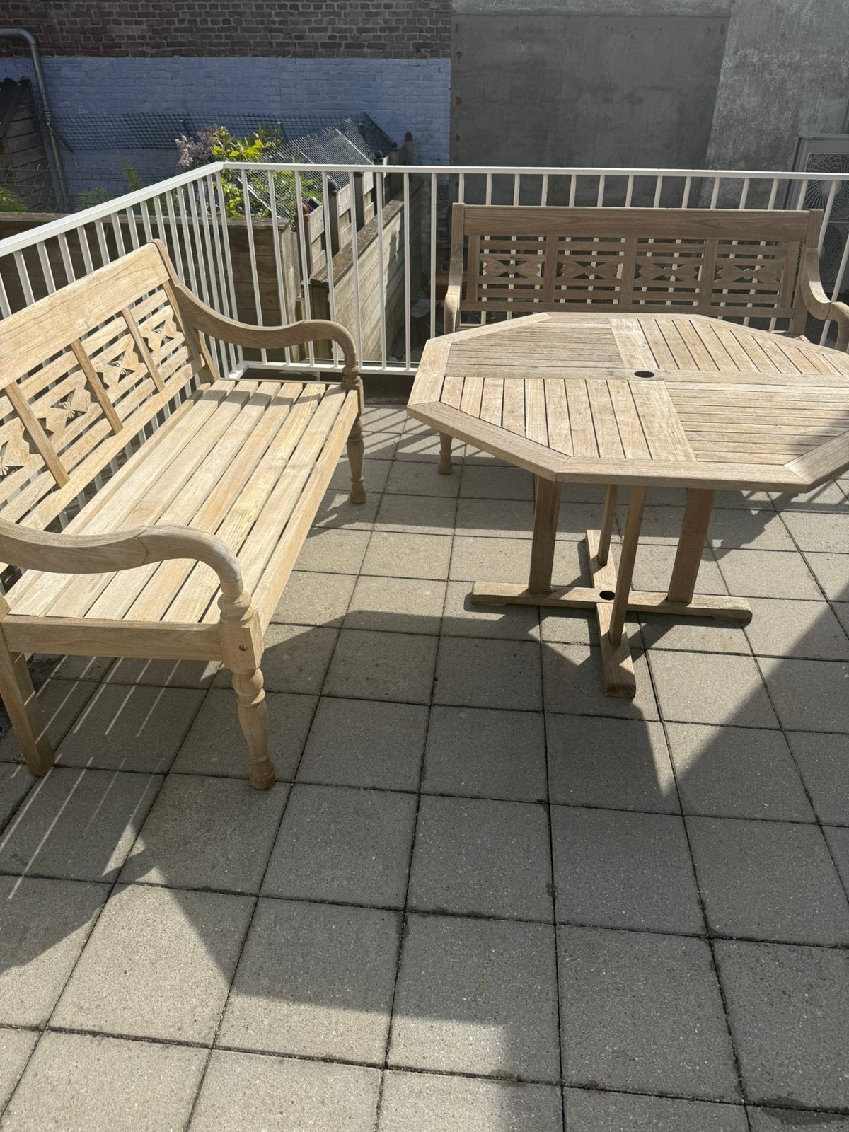 Teak tuinset van het merk ROUGH, Tuin en Terras, Tuinsets en Loungesets, Ophalen, 4 zitplaatsen, Gebruikt, Teakhout