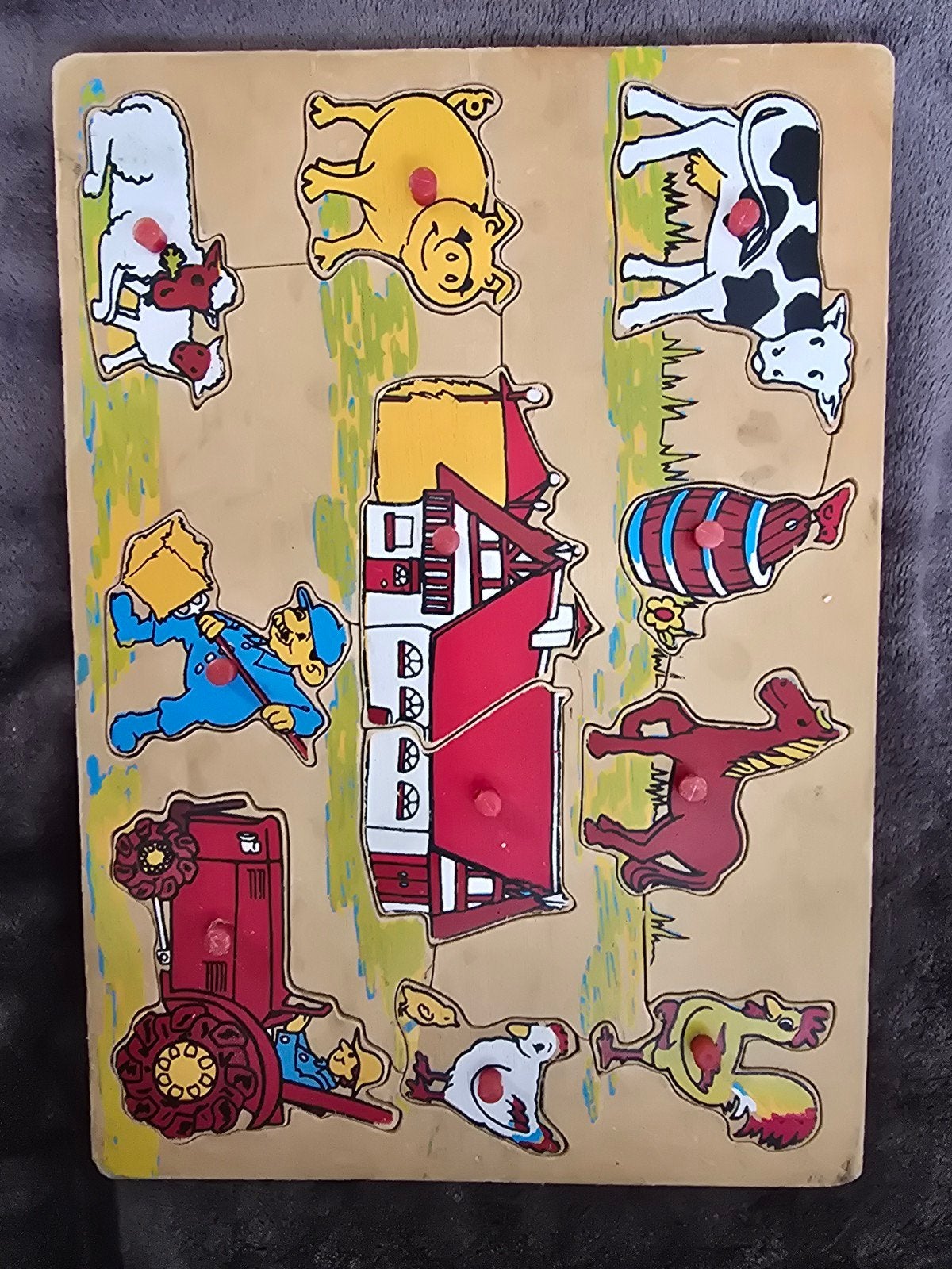 Houten boerderij puzzel voor kinderen, 2 tot 4 jaar, Gebruikt, 10 tot 50 stukjes, Ophalen of Verzenden