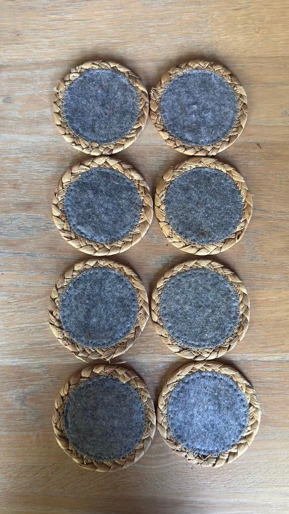 Set van 8 rieten onderzetters met vilt, Ophalen of Verzenden, Gebruikt