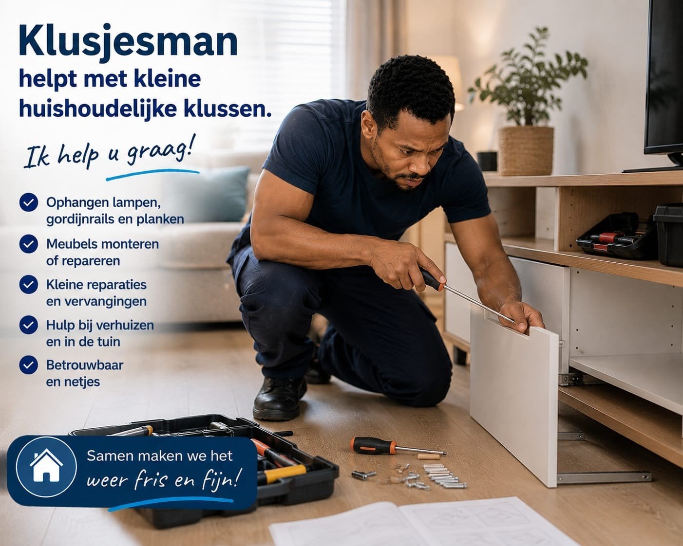 Klusjesman voor Kleine Klussen – Amersfoort en Omgeving, Diensten en Vakmensen, Klussers en Klusbedrijven