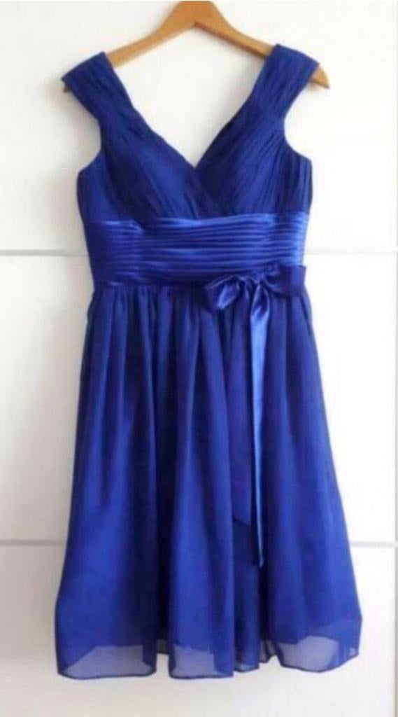 Neonblauwe jurk met strik van Light in the Box, Kleding | Dames, Jurken, Zo goed als nieuw, Maat 36 (S), Blauw, Boven de knie