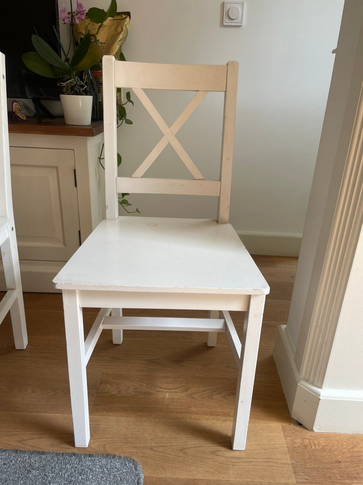 Witte houten eetkamerstoelen(3), Ophalen, Gebruikt, Drie, Wit