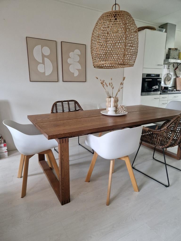 Heerlijk royale eettafel 220cm Morbylanga van Ikea, Huis en Inrichting, Tafels | Eettafels, Ophalen, Zo goed als nieuw, Rechthoekig