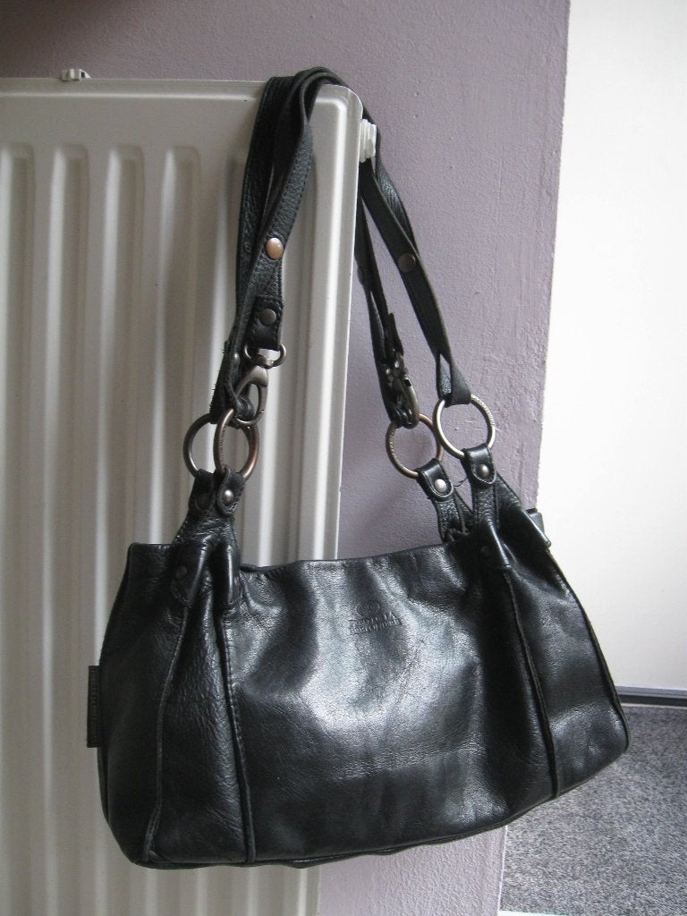 FRED de la BRETONIERE zwart leren tas, Sieraden, Tassen en Uiterlijk, Ophalen of Verzenden, Gebruikt, Zwart, Overige typen