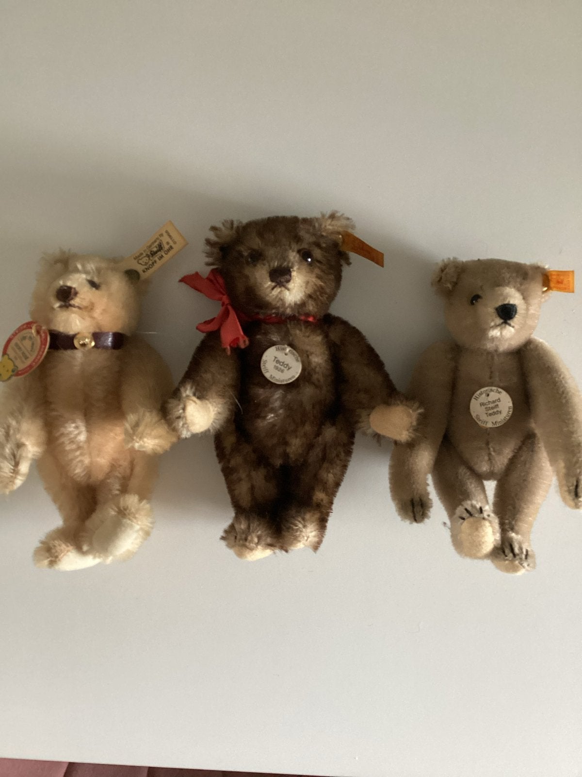 Set van 3 Steiff Miniatuur Teddyberen -Historische Collectie, Verzamelen, Ophalen of Verzenden, Zo goed als nieuw