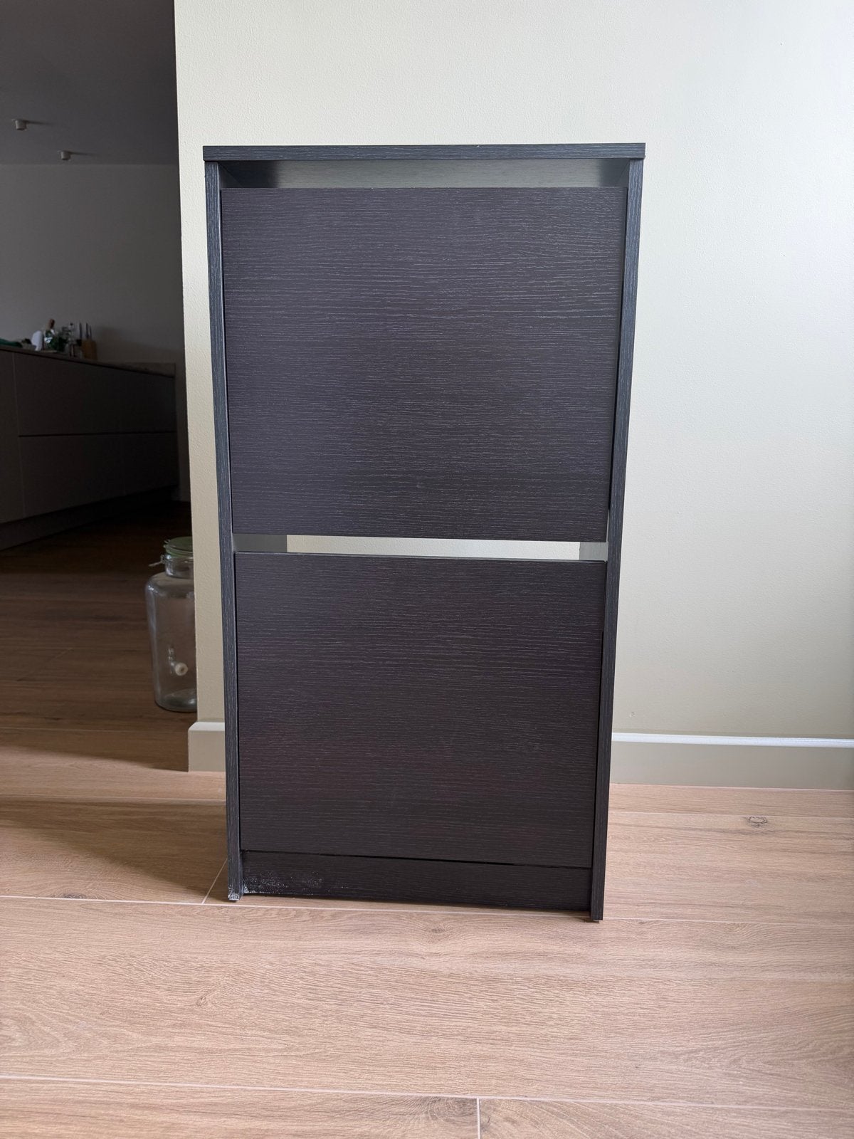 Donkerbruine IKEA schoenenkast met 2 lades, Ophalen, Gebruikt