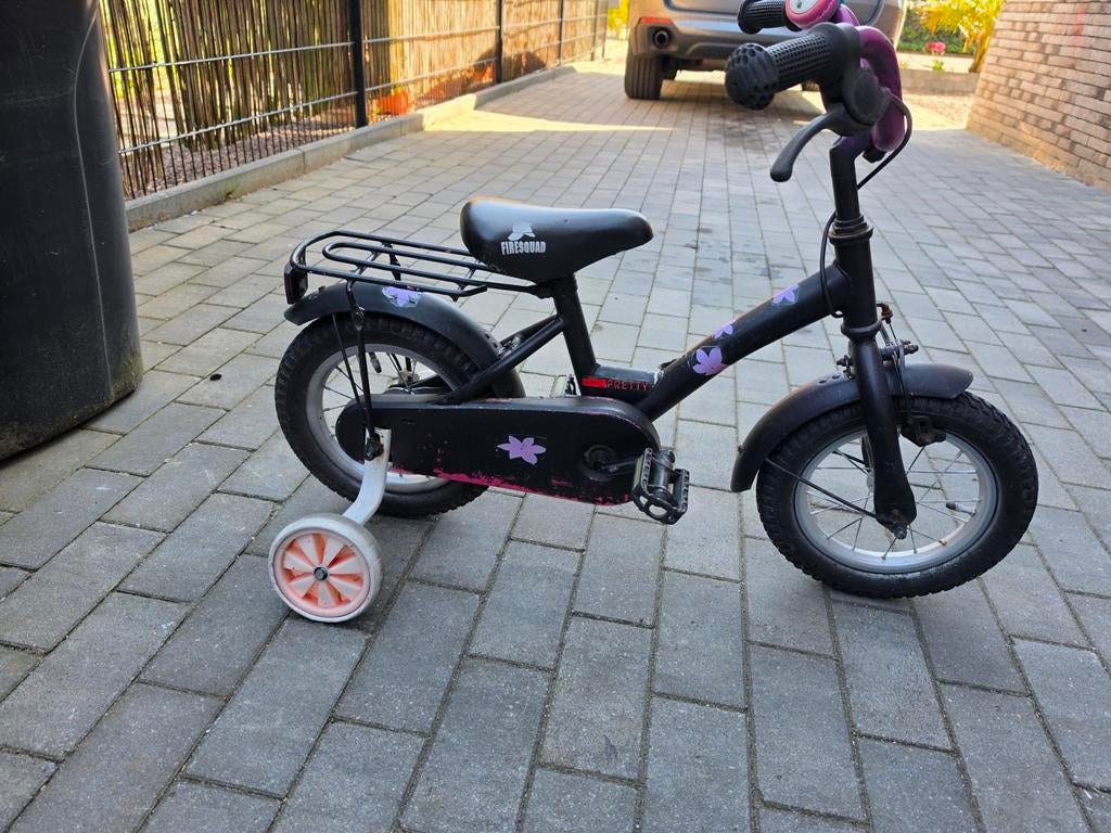 Kinderfiets 12 inch met zijwieltjes - Zwart/Paars, Fietsen en Brommers, Fietsen | Kinderfietsjes, Ophalen