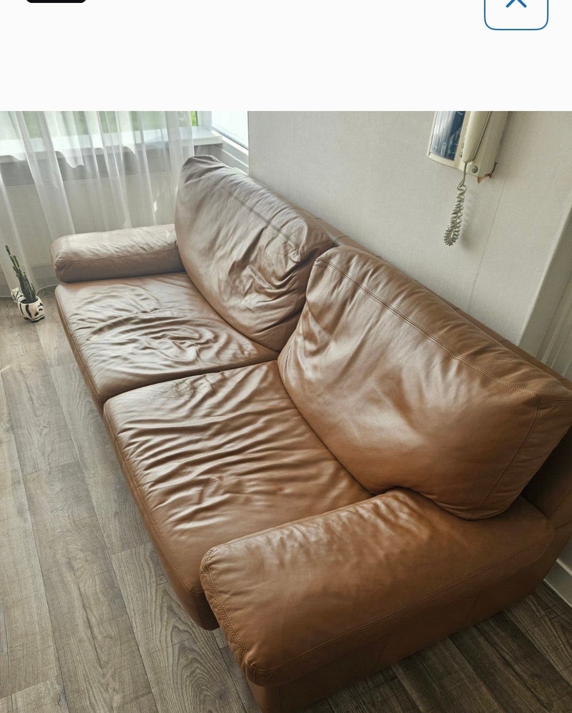 Comfortabele 3-zits leren bank - Zo goed als nieuw, Driepersoons, Ophalen of Verzenden, Zo goed als nieuw, Rechte bank