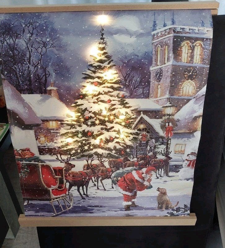 Kerst schilderij poster met lichtjes, Ophalen of Verzenden, Zo goed als nieuw