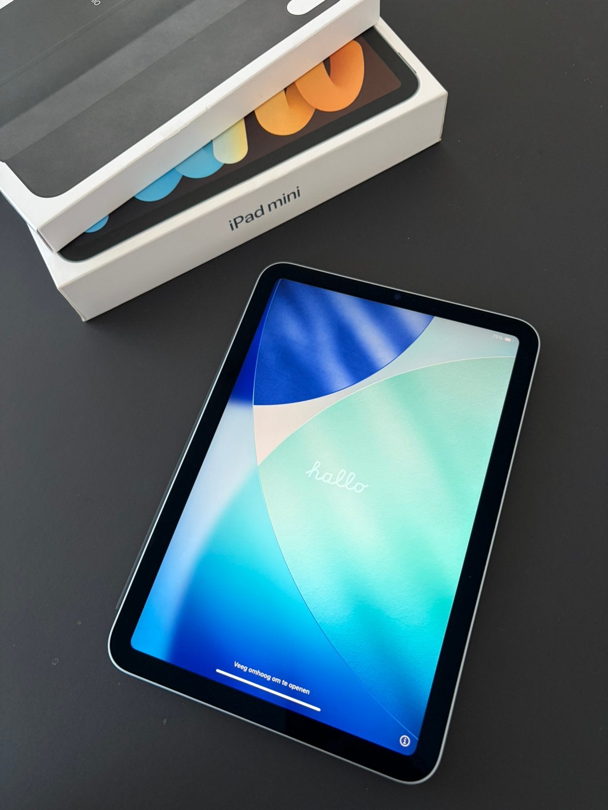 Apple iPad mini 7 - 256GB WiFi (99% BH) + Apple Smart Folio, Computers en Software, Ophalen, Blauw, 8 inch, Zo goed als nieuw