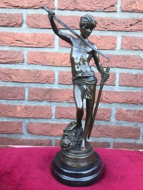 bronzen topbeeld van DAVID, Antiek en Kunst, Antiek | Koper en Brons, Ophalen of Verzenden, Brons