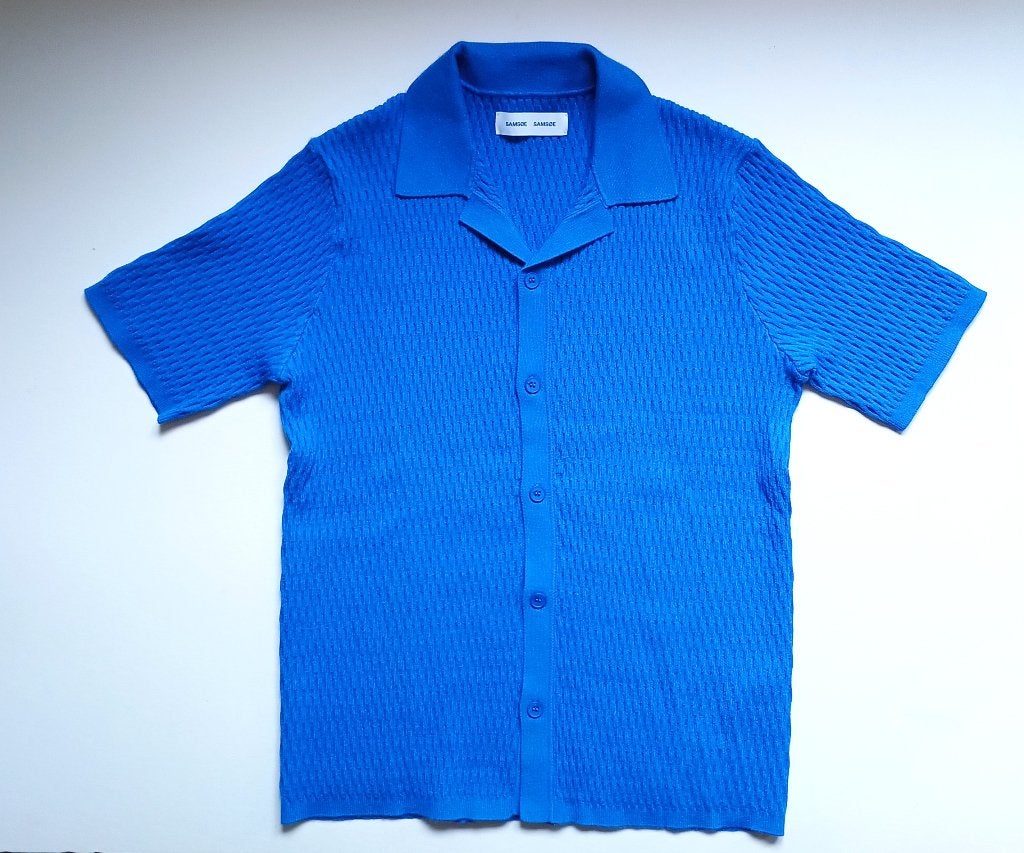 Nieuw Samsoe knitted shirt korte mouw - maat S, Blauw, Halswijdte 38 (S) of kleiner, Samsoe Samsoe, Nieuw