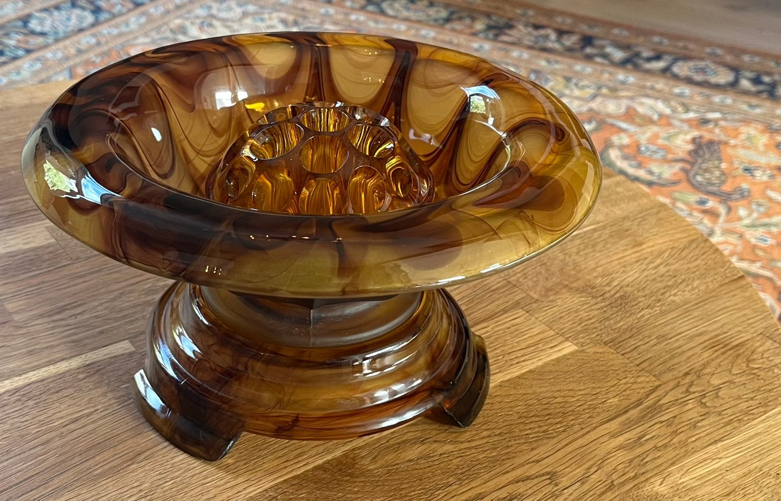 George Davidson & Co bloemensteker ‘amber cloud’ glass, Antiek en Kunst, Ophalen of Verzenden
