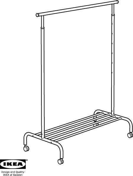 Ikea kledingrek rigga zwart op wieltjes, Ophalen of Verzenden, Met wielen, Gebruikt