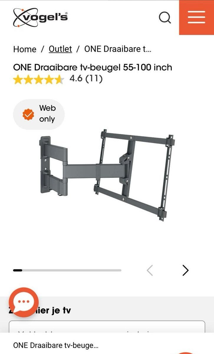 Vogel’s ONE Draaibare TV-beugel 55–100 inch, Audio, Tv en Foto, Televisiebeugels, Ophalen of Verzenden, Nieuw