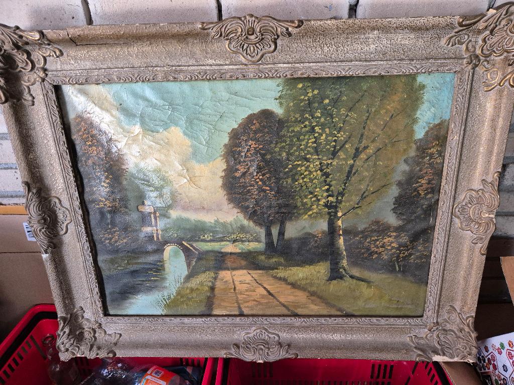 Schilderij landschap/bomen, Antiek en Kunst, Kunst | Schilderijen | Klassiek, Ophalen