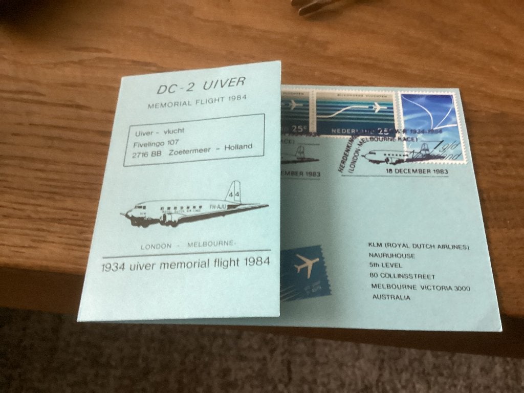 No2815 1934 Uiver Memorial flight 5-2-1984  Zeldzaam Nederl, Ophalen, Onbeschreven, Nederland