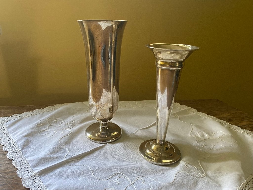 2x Verzilverde klassieke vaas Sola en Keltum * Nous deux*, Ophalen of Verzenden, Zilver