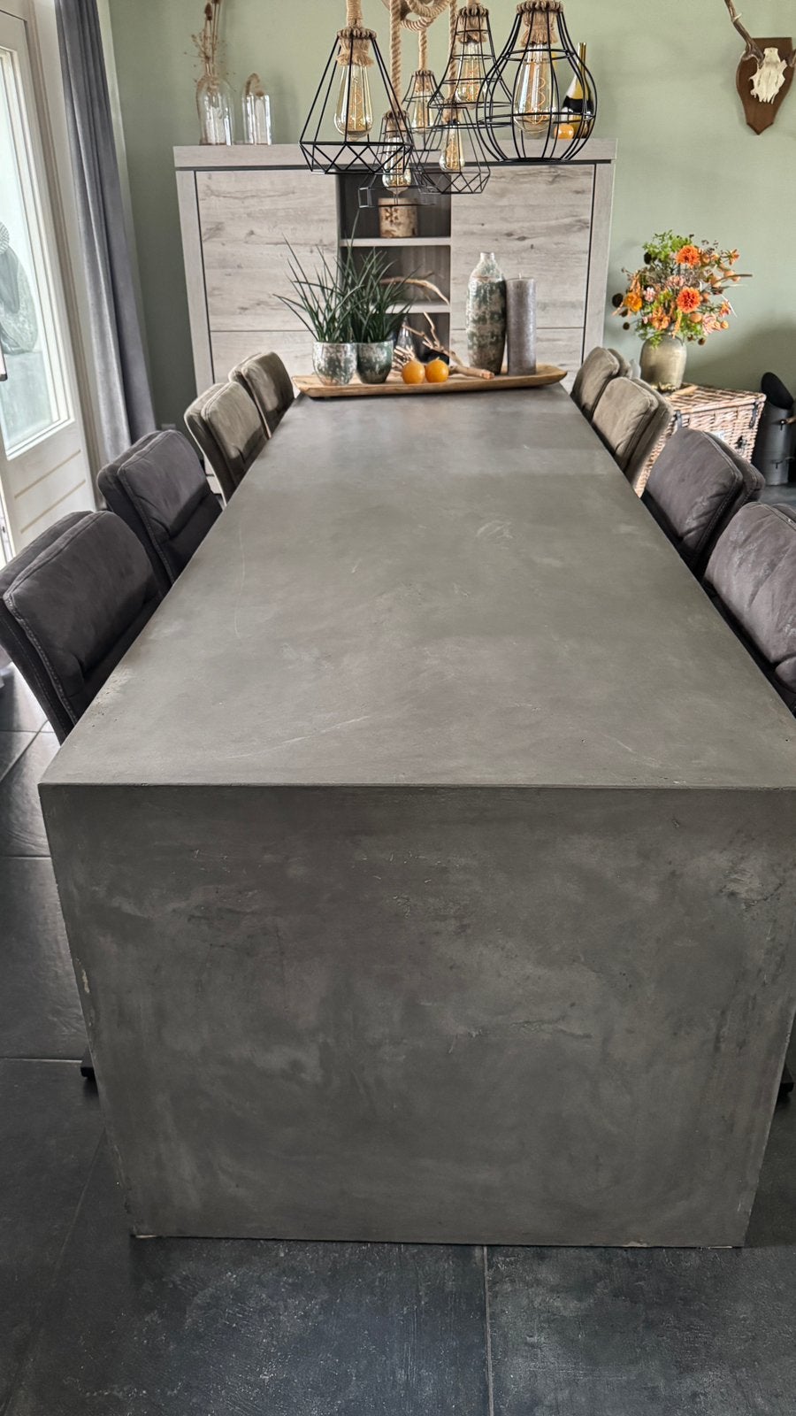 Eetkamer tafel 300 x 90 x 78 cm beton (kunststofvezel beton), Ophalen, Overige materialen, Gebruikt, 200 cm of meer