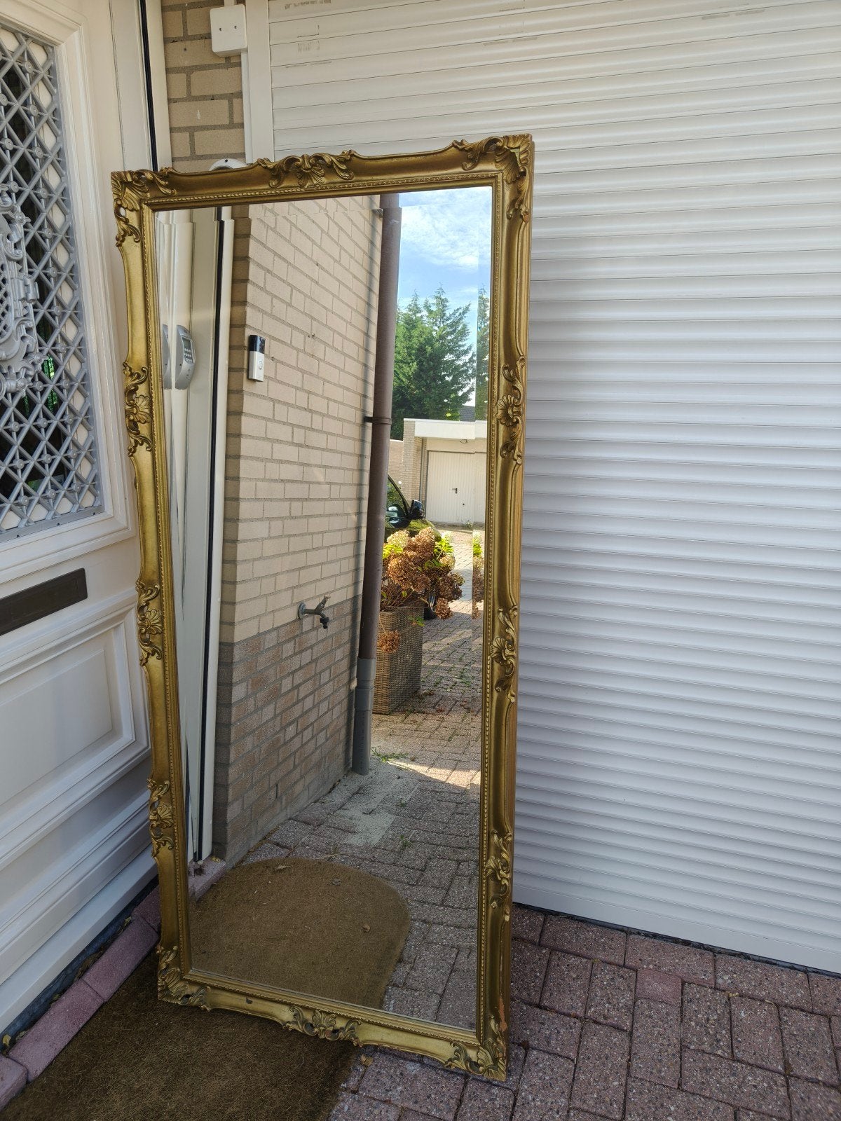 Grote Gouden Barok Spiegel - Antieke Stijl Passpiegel, Huis en Inrichting, Ophalen, Gebruikt, 200 cm of meer, 75 tot 100 cm